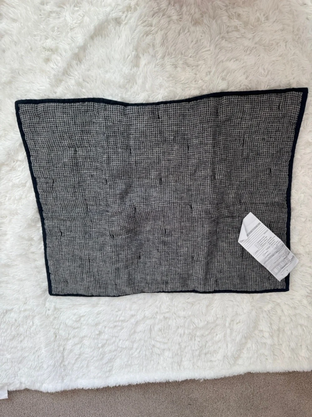 NWT Pottery Barn European Flax Linen Waffle Quilted Standard Sham in Midnight